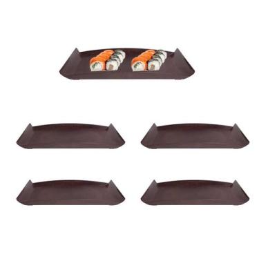 Imagem de 5un bandeja zen petisqueira  34x18cm ecológica - marrom - Evo