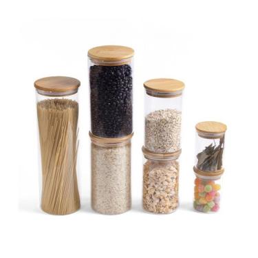 Imagem de Kit Pote de Mantimento 2000/1100/600/250ml Tampa Bambu 7pçs Oikos, U, 