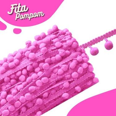 Imagem de Fita Pompom Rosa Chiclete 30mm Rolo Com 25 Metros - Nybc