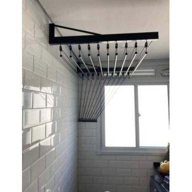 Imagem de Varal individual de parede 1 metro com 6 varetas na cor preto - Plus v