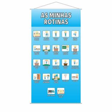 Imagem de Banner Pedagógico Minhas Rotinas Para Menino 120X65Cm - Plimshop