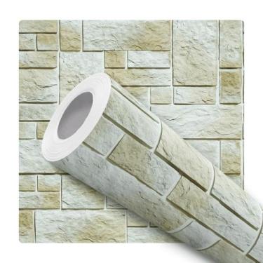 Imagem de Papel De Parede Auto Adesivo Lajota Pedras Tijolos Mosaico Elegante Mo