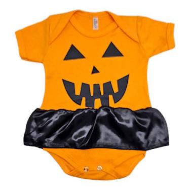 Imagem de Body Fantasia Menina Bebe Abóbora Mesversario Halloween Carnaval Festa