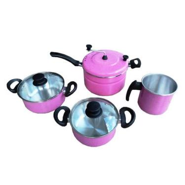 Imagem de Jogo De Panelas 4 Peças Rosa Pig C/ Pipoqueira Docesar