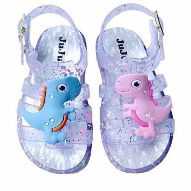Imagem de Sandália dinossauro colorido meninas led papete infantil juju shoes, C