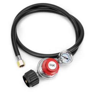 Imagem de only fire Regulador de propano ajustável 0-30PSI com medidor de tanque mangueira de conexão QCC-1 para grelhas, fritadeiras de peru, queimador, forja, fogueira etc