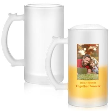 Imagem de Mifoci Canecas de cerveja foscas para sublimação copos de vidro fosco de 473 ml podem adicionar texto de foto ou imagens em copo de cerveja personalizado para marido, pai, homens, para o dia dos pais,