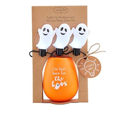 Imagem de Mud Pie Conjunto de taças de vinho Light Up Halloween, Here for the Boos, 7,6 cm x 8,9 cm