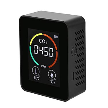 Imagem de Detector de qualidade do ar doméstico Monitor multifuncional de CO2/temperatura/umidade Sensor semicondutor PPM de dióxido de carbono Display LED 1200mAh