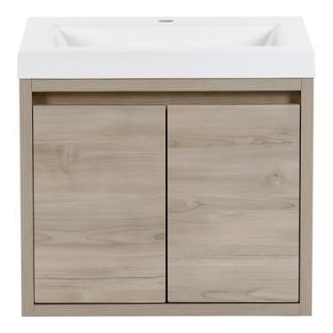 Imagem de Spring Mill Cabinets Kelby Modern Vanity flutuante para banheiro com armário de 2 portas e pia, 62 cm L x 47,6 cm P x 56,5 cm A, zibelina