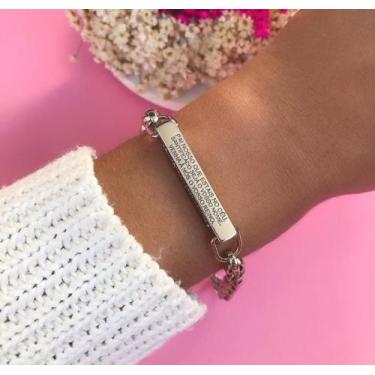 Imagem de Pulseira Feminina pai nosso banhada a Prata - Baronesa imports18k 
