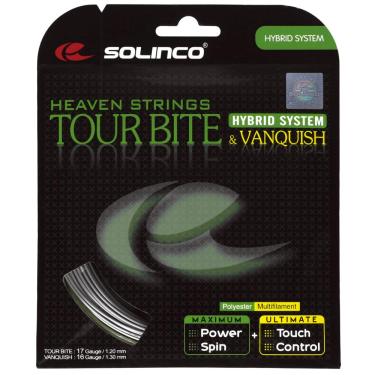 Imagem de Corda Solinco Tour Bite Hybrid 17L 1.20mm Prata X Vanquish 16L 1.30mm Natural - Set Individual