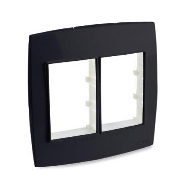 Imagem de Placa com Suporte 6 Tomadas 4X4 Preto Rubi - Force Line