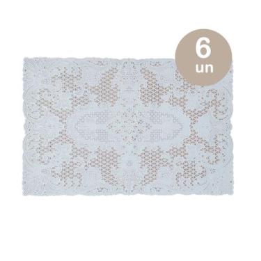 Imagem de Kit 6un Lugar Americano Rendado Retangular 30x45 branco JA1 - yangzi