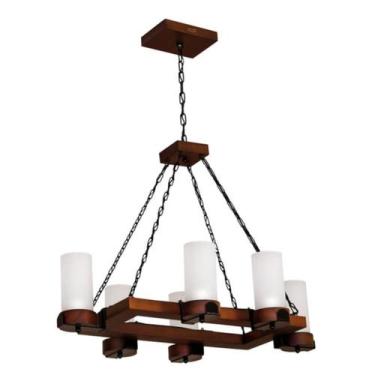 Imagem de Lustre Country 1206E Luminária Rústica 6 Lâmpadas Luminárias Müller