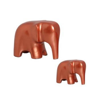 Imagem de Estatueta Família Elefantes em Cerâmica Decorativo Home Cobre - Sara D