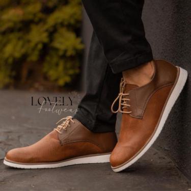 Imagem de Sapato Oxford Masculino Casual de Amarrar Marrom Super Confortável - L