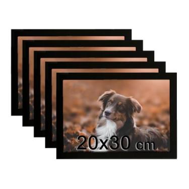 Imagem de Kit 5 Porta Retratos C/vidro 20x30 Moldura Preta para fotos e decoraçõ