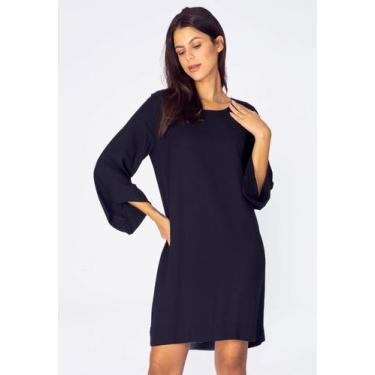 Imagem de Vestido Curto Viscose Manga Ampla Balli Preto - Amazonia Vital
