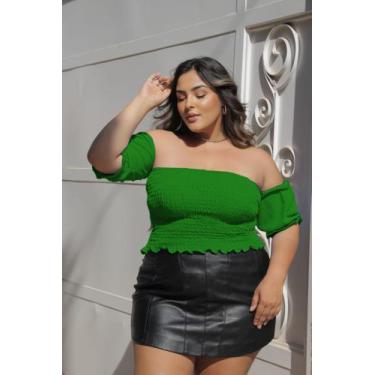 Imagem de Blusa Cropped Plus Size Feminina sem alça Verão 2025 Candy Colors Tend