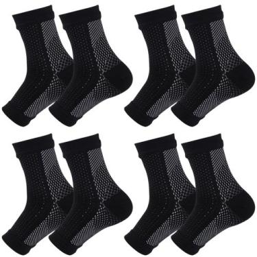 Imagem de Kit 4 pares meias compressão pretas alívia dor pés fascite plantar - S