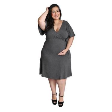Imagem de Vestido Gestante Plus Size Amamentação Decote Transpassado Viscolycra 