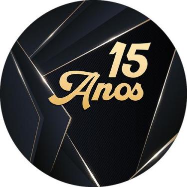 Imagem de Painel De Festa Redondo 1,50x1,50 - 15 Anos Masculino Preto e Dourado 