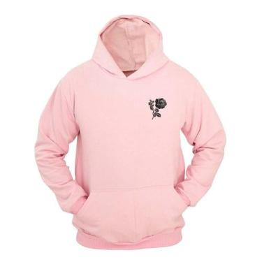 Imagem de Moletom Masculino Canguru Capuz Ragor Estampa Flor, Rosa, P