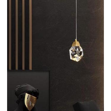 Imagem de Pendente K9 Diamante Dourado Led 3500K Cabo Ajustável Para Cabeceira D