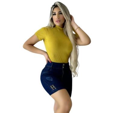Imagem de Blusa Feminina Manga Curta cor Amarelo Mostarda - Fortaleza Jeans, G, 