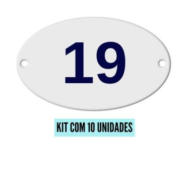 Imagem de Kit Com 10 Números Oval PVC  Numerador 1 ao 20 - Danti, Número 19 - 10