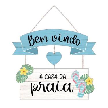 Imagem de Placa Decorativa Bem Vindo com Corda para Porta MDF 6 mm 26x29,5 - Est