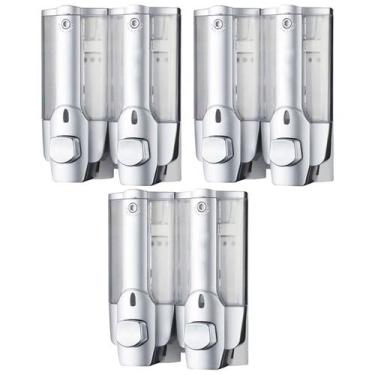 Imagem de Dispenser Duplo Kit 3 uni Shampoo Alcool Gel Sabonete Liquido Hotel Sh