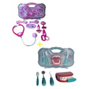 Imagem de Maleta Kit Dentista Verde e Kit Médico Rosa brinquedo de Odontologia -