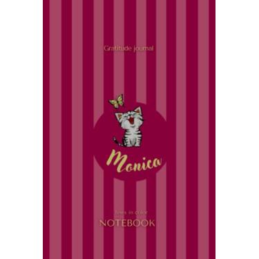 Imagem de Monica Notebook Personalized Name.: For writing and more. Journal custom name to use in school, work, home, office, travel, take notes, brainstoming, ... cream paper inside, matte finish soft cover.