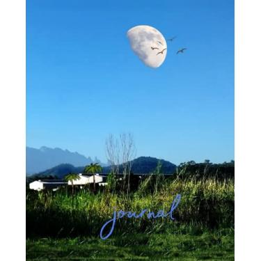 Imagem de The moon in blue sky journal and diary beautiful moon notebook size 8” x 10” inch, 120 pages.: 8” x 10 ” inch pages : 120 cover: Bright