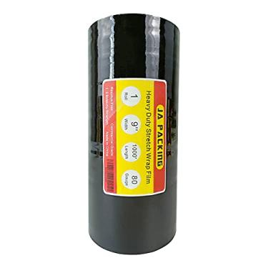 Imagem de Película elástica, embalagem JA 22,86 cm x 304,4 m calibre 203,2 cm com 1 par de dispensadores elásticos de embrulho de mão para movimentar a embalagem e armazenamento de encolhimento de mão industrial, Preto, 9''x 1000 Ft 80 Gauge