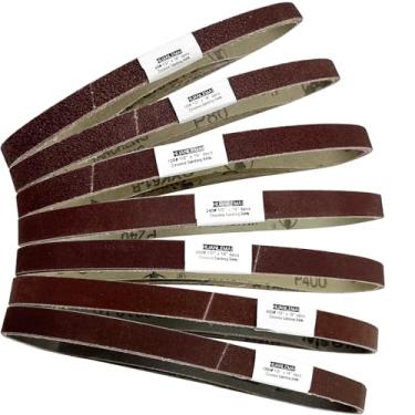 Imagem de Conjunto de 28 correias de lixamento de 1/2" x 18", 4 de cada um com 40 grãos 80 120 240 400 600 1000, correias de substituição para lixadeira de correia de lixa, melhor para trabalhar madeira e