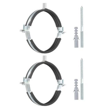 Imagem de PATIKIL Gancho de tubo de anel dividido de 133 a 143 mm, 2 peças de suporte de tubo ajustável para serviço pesado braçadeira de ferro galvanizado para montagem no teto com parafusos e tubo de
