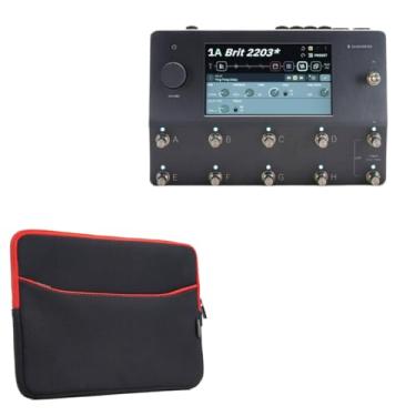 Imagem de BoxWave Capa compatível com neural DSP Quad Cortex - SoftSuit com bolso, capa de neoprene macia bolso com zíper - Preto Jet com acabamento vermelho
