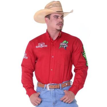 Imagem de Camisa Country Bordada Radade Masculina Green Bull, Vermelho, P
