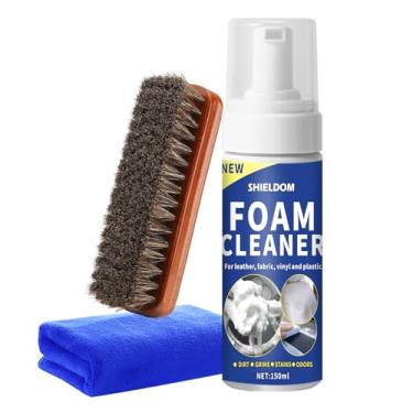 Imagem de SHIELDOM Kit de limpeza de interiores de carro multifuncional limpador de espuma de carro limpador de estofamento de assento de carro com escova de crina de cavalo e toalha para limpeza profunda