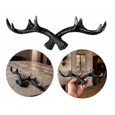 Imagem de Gancho Cabide de Parede com Design em Chifre de Veado e Alce: Prático, Elegante e Ideal para Decoração de Ambientes Rústicos ou Modernos. Ótimo como Suporte para Roupas, Toalhas e Acessórios. (Preto)