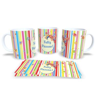 Imagem de Caneca de Porcelana Branca Personalizada Coleção Páscoa Feliz