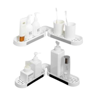 Imagem de Kit 2 prateleiras Suporte de Plástico para Banheiro Com Ganchos - Prat