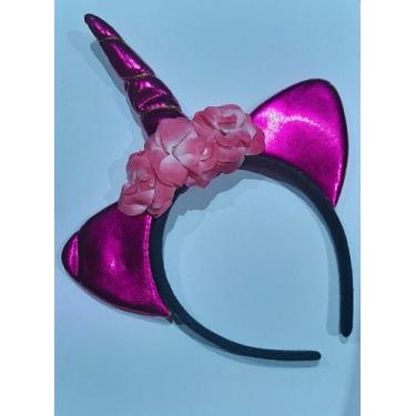 Imagem de Tiara de unicorinio metalizada halloween festas - MC Presentes, Pink