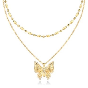 Imagem de Conjunto de colares em camadas de ouro para mulheres | Colar gargantilha de corrente de elos cubanos feitos à mão com elos cubanos e fígaro banhado a ouro 14K | Conjunto de joias de presente com