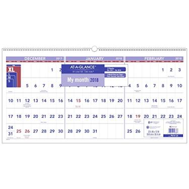 Imagem de AT-A-GLANCE Calendário de parede de referência de 3 meses, dezembro de 2017 a fevereiro de 2019, 69 cm x 30 cm, horizontal, encadernado em fio (PM1428)