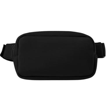 Imagem de Pochete grande de neoprene – Bolsa transversal com 2 zíperes | Serve para telefones e carteiras | Cinto esportivo e de viagem para corrida, festivais e uso diário | Resistente à água, Preto, One Size,