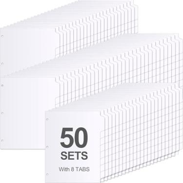Imagem de Geyoga 400 Peças 3 Divisores de Argolas com Abas 8 Divisórias de Abas para 3 Fichários 50 Conjuntos de Divisores de Página Em Tamanho Carta para 3 Fichários (Branco)